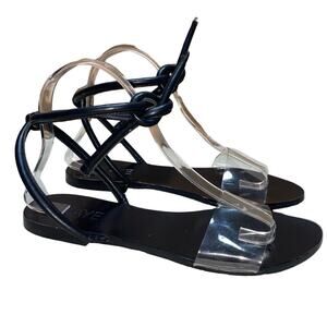 Revolve RAYE Weston Lace Up Sandals in Clear Vinyl and Black Leather  Size: US 7